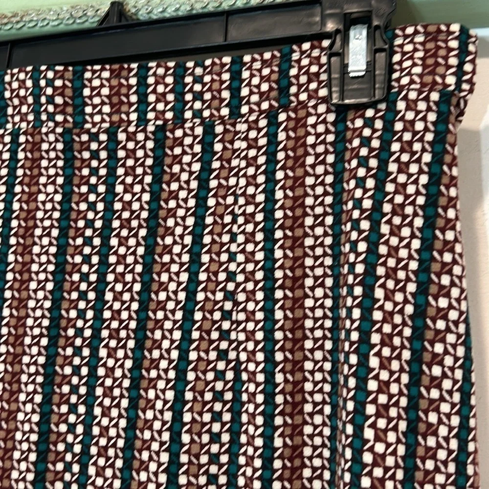 Vintage Rosanna boutique women’s large all over geometric print brown green